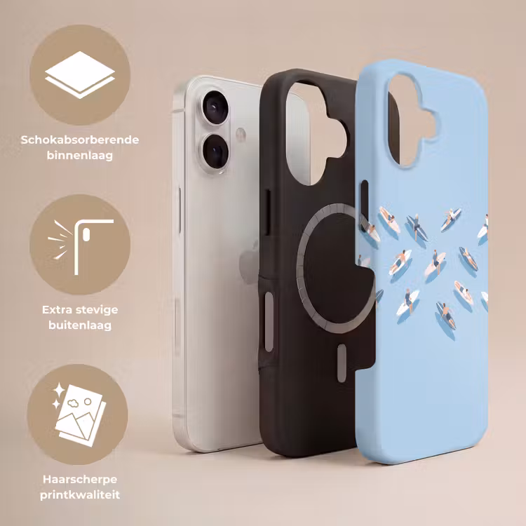 Mensen - Surfen - Water - Zomer - Illustratie Toughcase MagSafe Apple iPhone 17 klein -USP_Lagen_NL