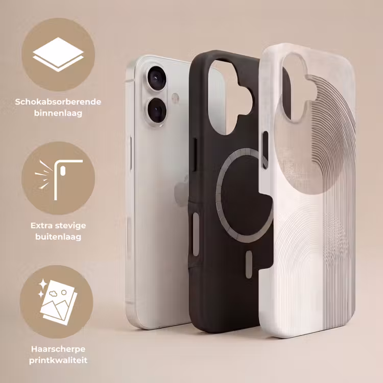 Minimalistisch - Cirkel - Lichtgrijs Toughcase MagSafe Apple iPhone 17 klein -USP_Lagen_NL