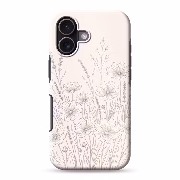 Minimalistisch - Modern - Bloemen - Beige Toughcase MagSafe Apple iPhone 17 klein -3d