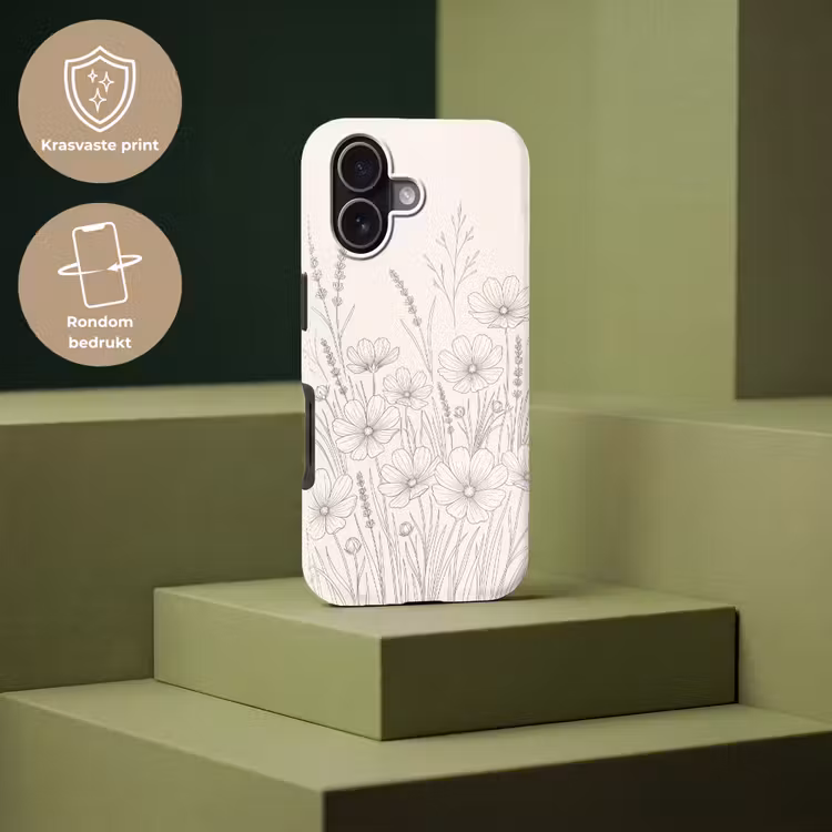 Minimalistisch - Modern - Bloemen - Beige Toughcase MagSafe Apple iPhone 17 klein -USP_PrintM_NL