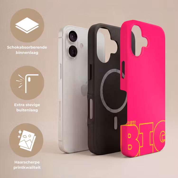 Minimalistisch - Roze - Dream big - Grafisch Toughcase MagSafe Apple iPhone 17 klein -USP_Lagen_NL