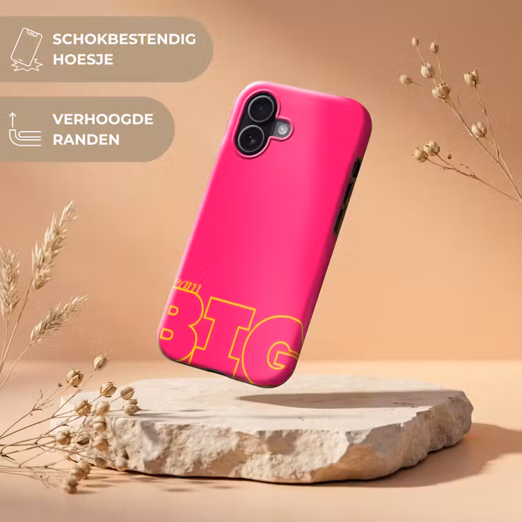 Minimalistisch - Roze - Dream big - Grafisch Toughcase MagSafe Apple iPhone 17 klein -USP_RandenV_NL
