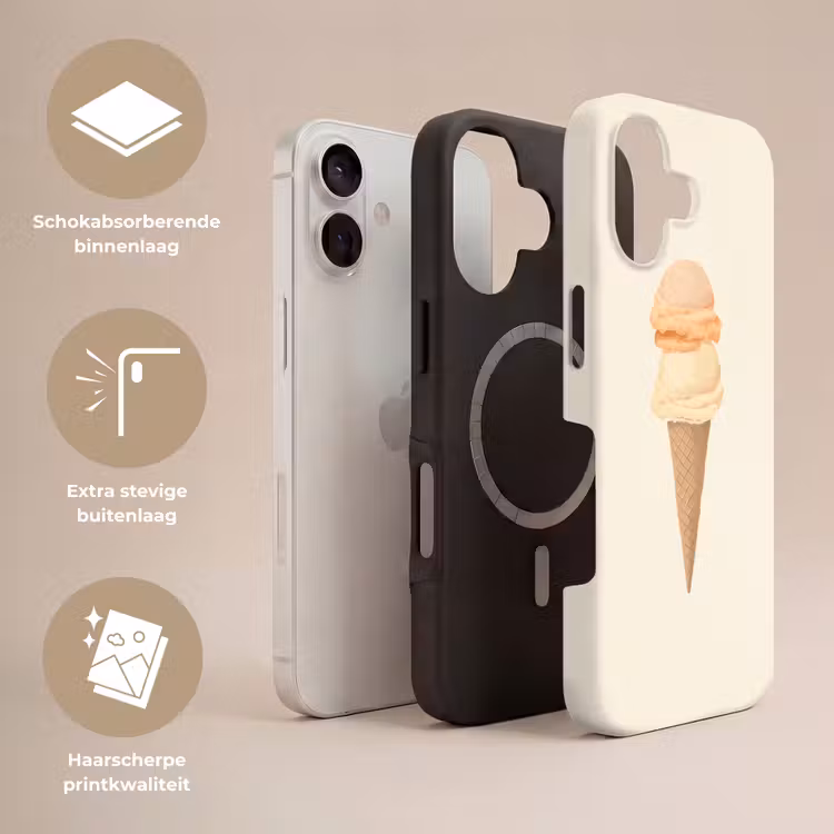 Minimalistisch - Schepijs - Hoorntje - Beige Toughcase MagSafe Apple iPhone 17 klein -USP_Lagen_NL