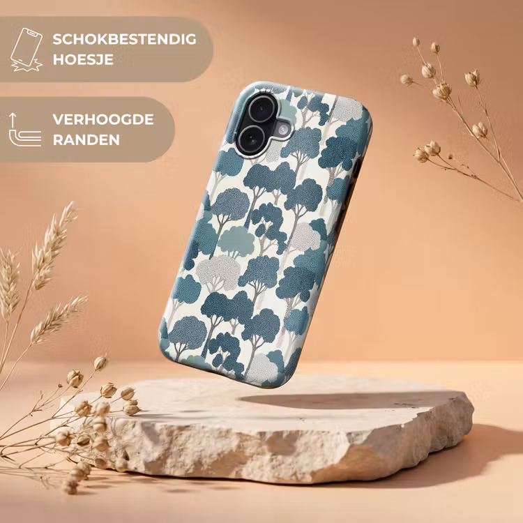 Modern - Bomen - Bos - Patroon - Blauw Toughcase MagSafe Apple iPhone 17 klein 1017 -USP_RandenV_NL