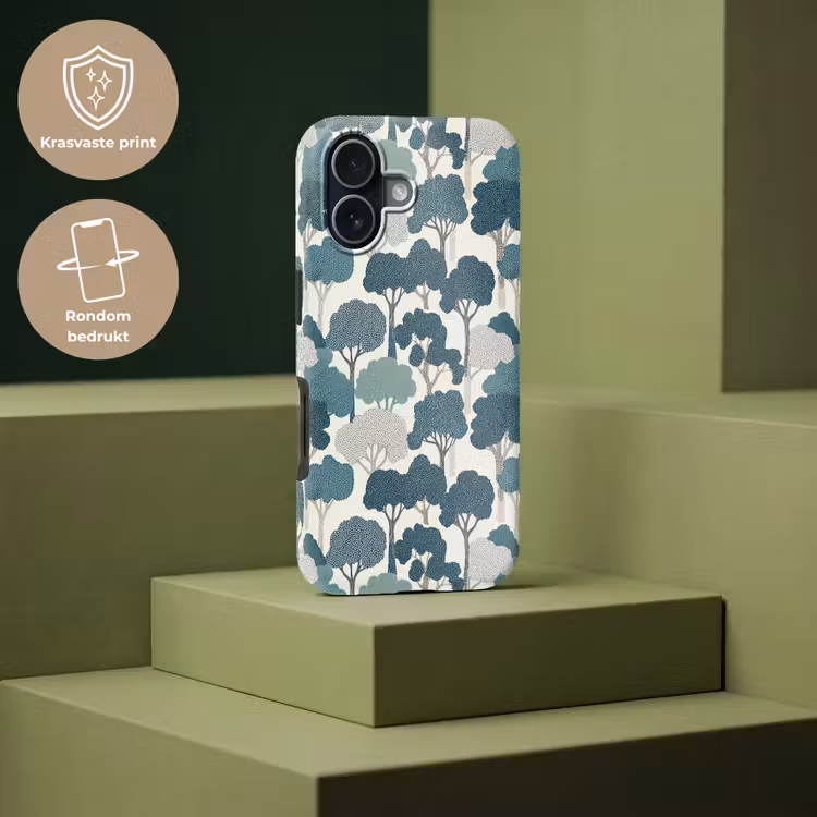 Modern - Bomen - Bos - Patroon - Blauw Toughcase MagSafe Apple iPhone 17 klein 1017 -USP_PrintM_NL