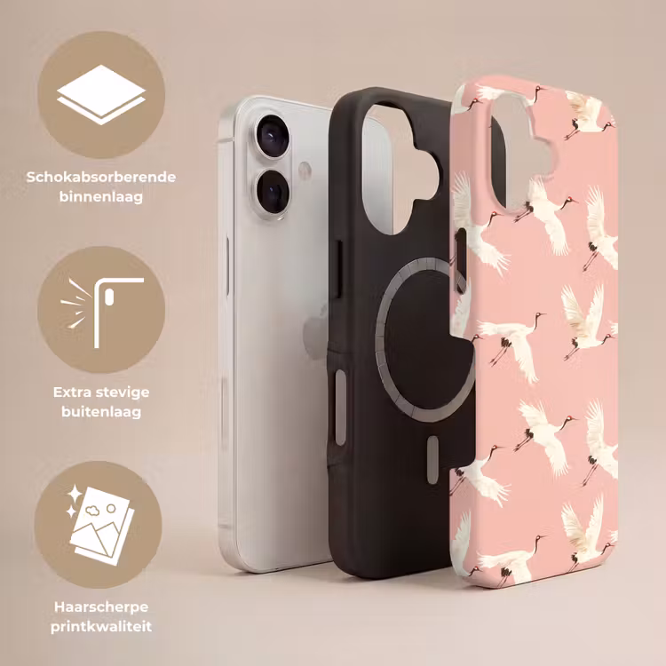 Modern - Kraanvogels - Roze Toughcase MagSafe Apple iPhone 17 klein 1017 -USP_Lagen_NL