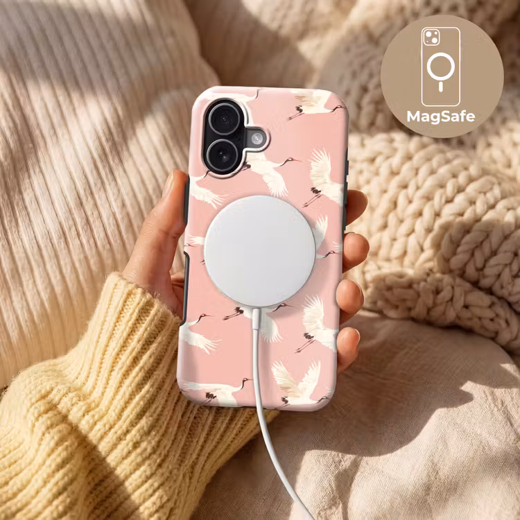 Modern - Kraanvogels - Roze Toughcase MagSafe Apple iPhone 17 klein 1017 -USP_MagsafeV