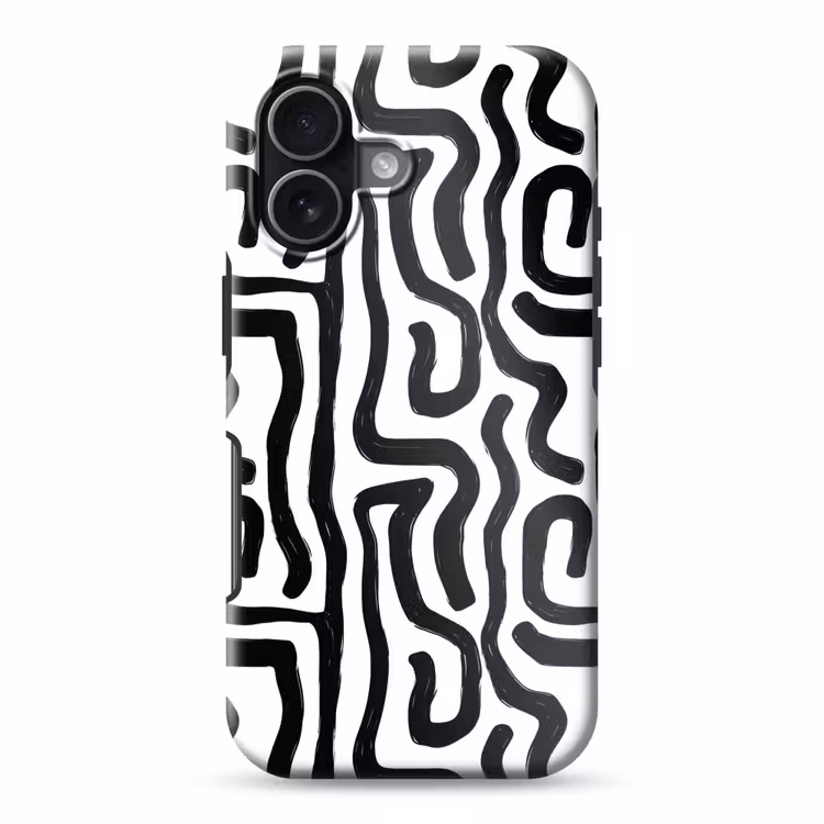 Modern - Lijnen - Zwart Toughcase MagSafe Apple iPhone 17 klein 1017 -3d