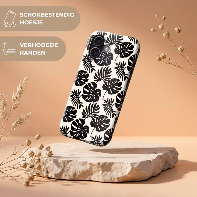 Modern - Monstera - Zwart Toughcase MagSafe Apple iPhone 17 klein 1017 -USP_RandenV_NL