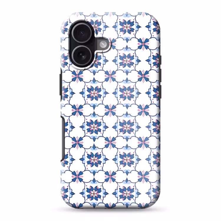 Modern - Patroon - Blauw - Roze Toughcase MagSafe Apple iPhone 17 klein 1017 -3d