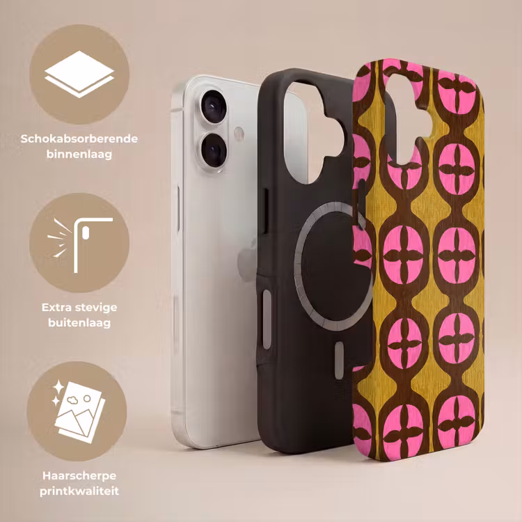 Modern - Patroon - Roze Toughcase MagSafe Apple iPhone 17 klein 1017 -USP_Lagen_NL