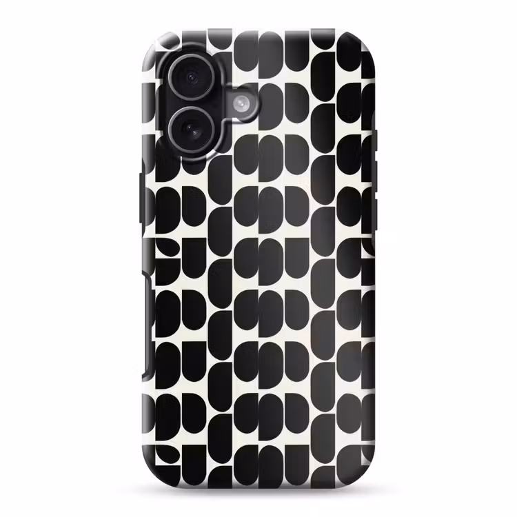 Modern - Patroon - Zwart Toughcase MagSafe Apple iPhone 17 klein 1017 -3d