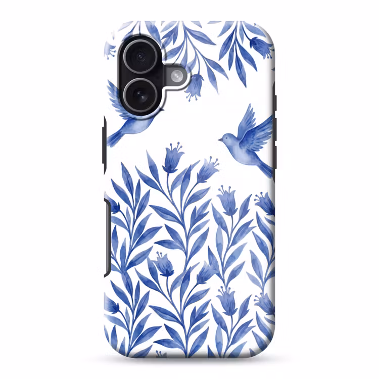 Modern - Vogels - Delfts - Blauw Toughcase MagSafe Apple iPhone 17 klein -3d