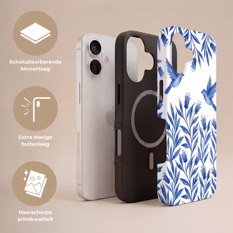 Modern - Vogels - Delfts - Blauw Toughcase MagSafe Apple iPhone 17 klein -USP_Lagen_NL