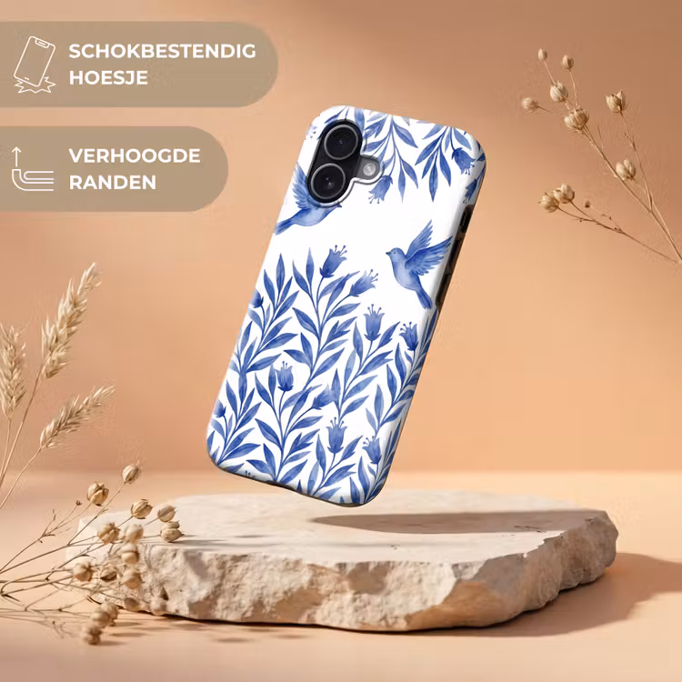 Modern - Vogels - Delfts - Blauw Toughcase MagSafe Apple iPhone 17 klein -USP_RandenV_NL