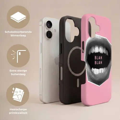 Mond - BLAH BLAH - Roze Toughcase MagSafe Apple iPhone 17 klein -USP_Lagen_NL