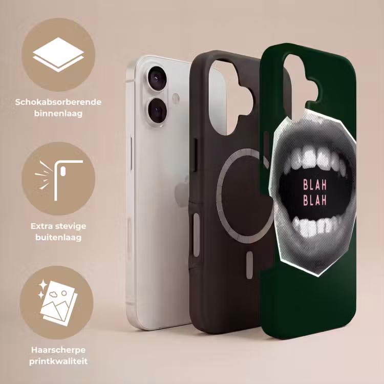 Mond - Groen - Illustratie - BLAH BLAH Toughcase MagSafe Apple iPhone 17 klein -USP_Lagen_NL