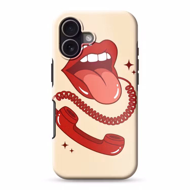 Mond - Telefoon - Popart - Rood - Illustratie Toughcase MagSafe Apple iPhone 17 klein -3d