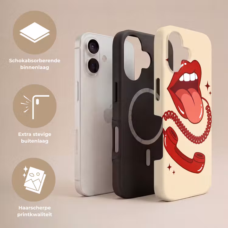 Mond - Telefoon - Popart - Rood - Illustratie Toughcase MagSafe Apple iPhone 17 klein -USP_Lagen_NL