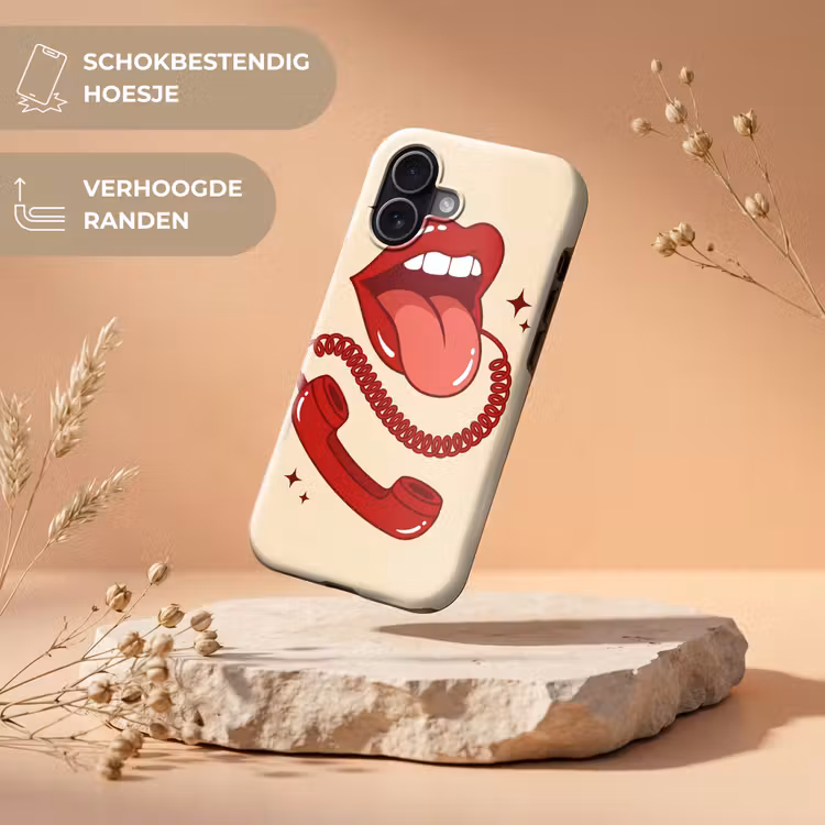 Mond - Telefoon - Popart - Rood - Illustratie Toughcase MagSafe Apple iPhone 17 klein -USP_RandenV_NL