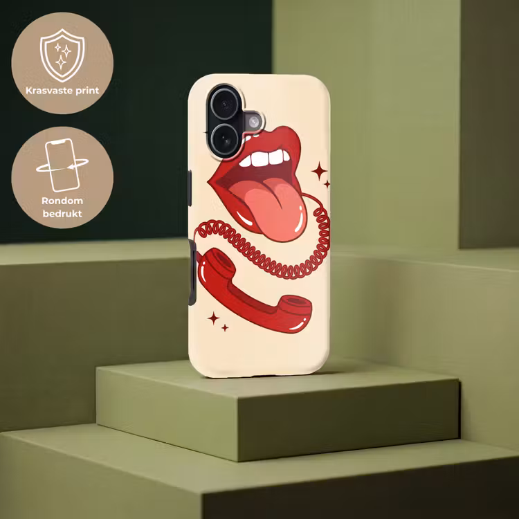 Mond - Telefoon - Popart - Rood - Illustratie Toughcase MagSafe Apple iPhone 17 klein -USP_PrintM_NL