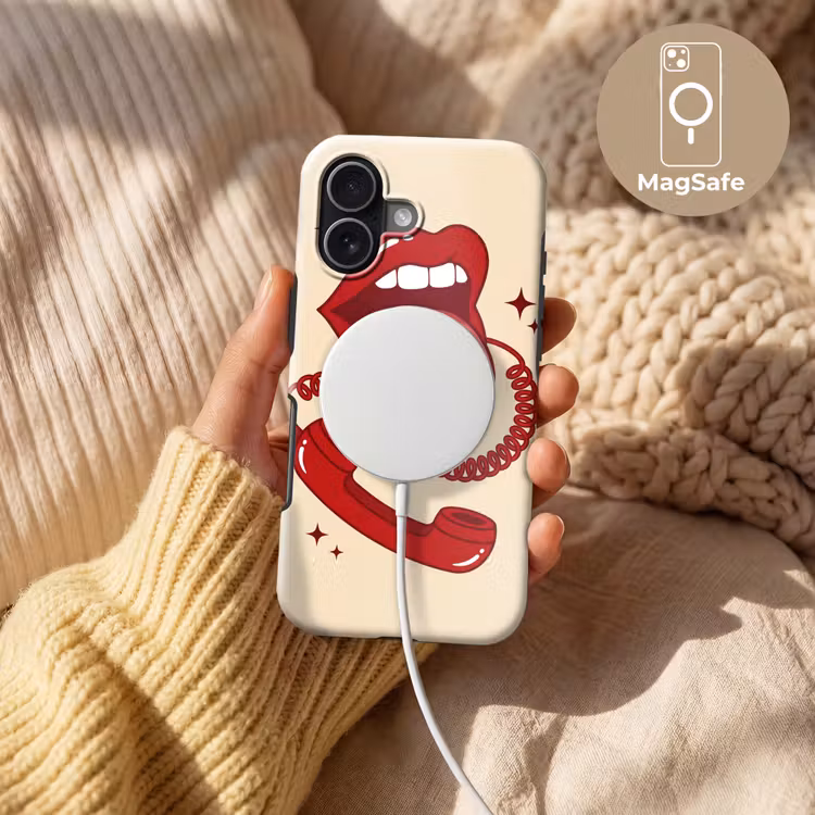 Mond - Telefoon - Popart - Rood - Illustratie Toughcase MagSafe Apple iPhone 17 klein -USP_MagsafeV