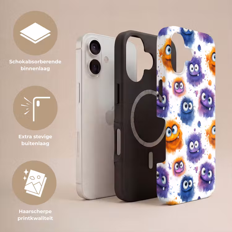 Monstertjes - Aquarel - Kleurrijk Toughcase MagSafe Apple iPhone 17 klein 1017 -USP_Lagen_NL