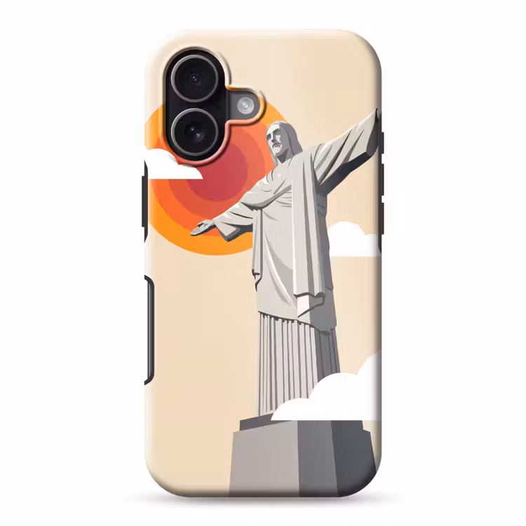 Monument - Stad - Zonsondergang - Minimalistisch - Oranje Toughcase MagSafe Apple iPhone 17 klein -3d