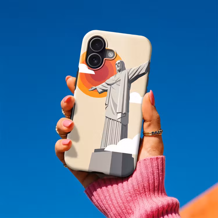 Monument - Stad - Zonsondergang - Minimalistisch - Oranje Toughcase MagSafe Apple iPhone 17 klein -Sfeer1V