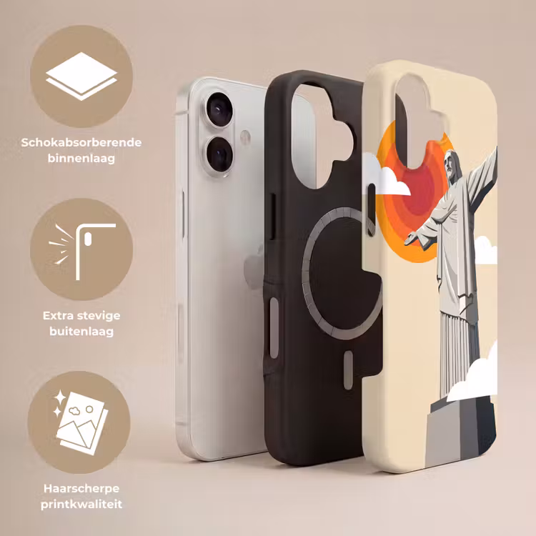 Monument - Stad - Zonsondergang - Minimalistisch - Oranje Toughcase MagSafe Apple iPhone 17 klein -USP_Lagen_NL