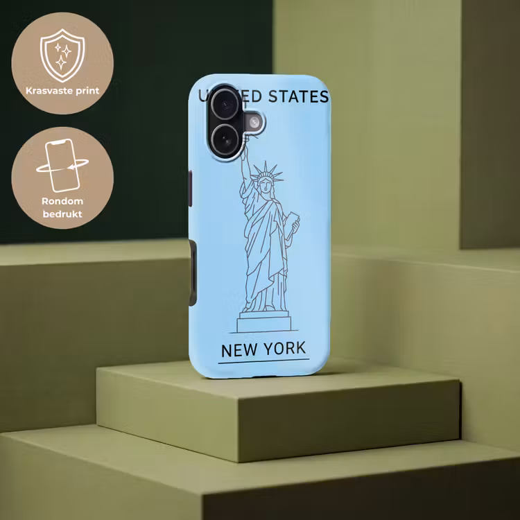 Monument - Vrijheidsbeeld - New York - Minimalistisch - Blauw Toughcase MagSafe Apple iPhone 17 klein -USP_PrintM_NL