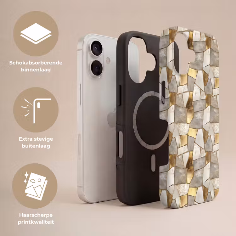 Mozaïek - Marmer - Goud Toughcase MagSafe Apple iPhone 17 klein 1017 -USP_Lagen_NL