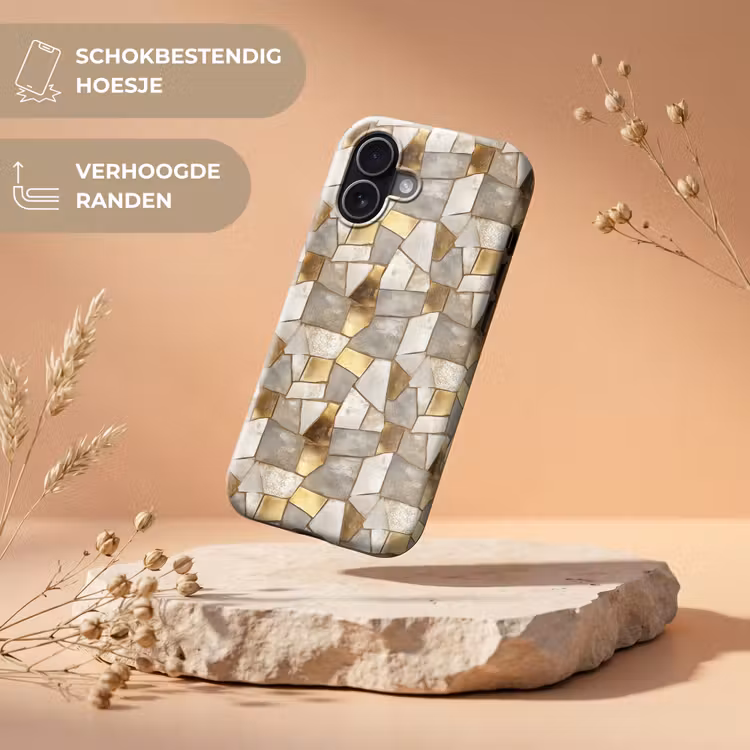 Mozaïek - Marmer - Goud Toughcase MagSafe Apple iPhone 17 klein 1017 -USP_RandenV_NL