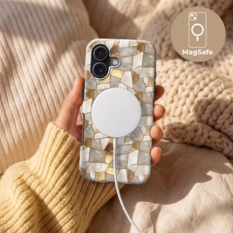 Mozaïek - Marmer - Goud Toughcase MagSafe Apple iPhone 17 klein 1017 -USP_MagsafeV