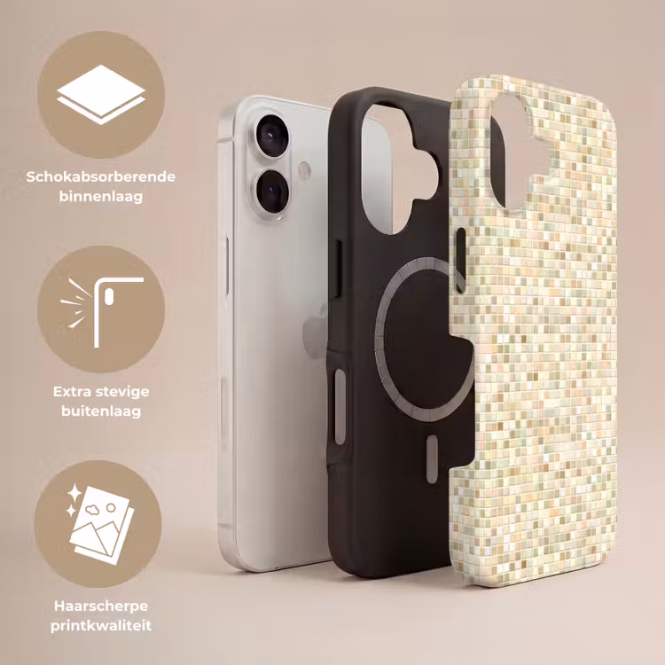 Mozaïek - Patroon - Beige Toughcase MagSafe Apple iPhone 17 klein 1017 -USP_Lagen_NL