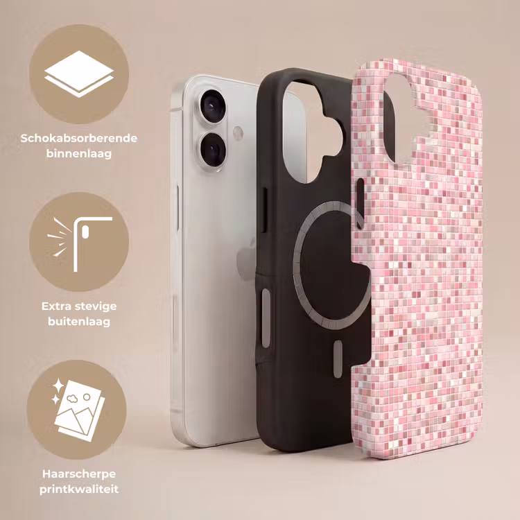 Mozaïek - Patroon - Roze Toughcase MagSafe Apple iPhone 17 klein 1017 -USP_Lagen_NL