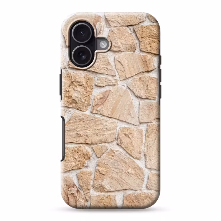 Muur - Steen - Patroon - Rustiek - Beige Toughcase MagSafe Apple iPhone 17 klein -3d