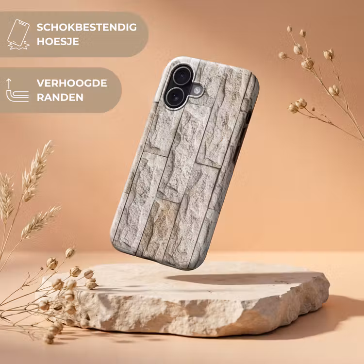 Muur - Steen - Ruw - Beige - Textuur Toughcase MagSafe Apple iPhone 17 klein -USP_RandenV_NL