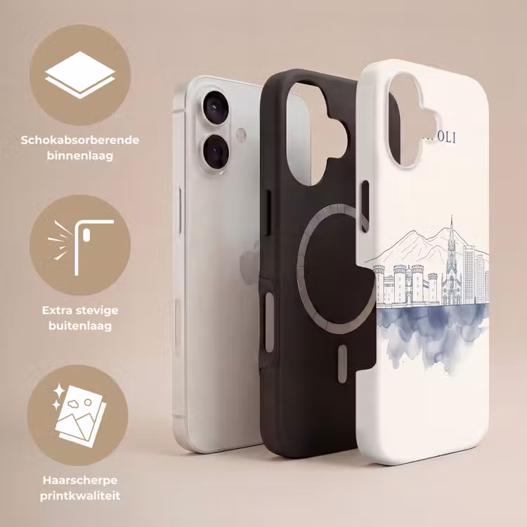 Napels - Skyline - Italie - Lijntekening - Aquarel Toughcase MagSafe Apple iPhone 17 klein -USP_Lagen_NL
