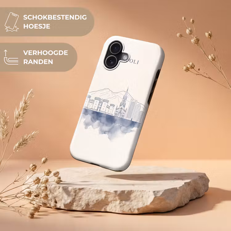 Napels - Skyline - Italie - Lijntekening - Aquarel Toughcase MagSafe Apple iPhone 17 klein -USP_RandenV_NL