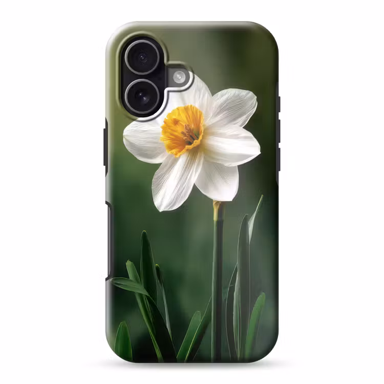 Narcis - Bloem - Wit - Grassprieten Toughcase MagSafe Apple iPhone 17 klein -3d