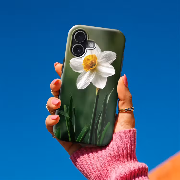 Narcis - Bloem - Wit - Grassprieten Toughcase MagSafe Apple iPhone 17 klein -Sfeer1V
