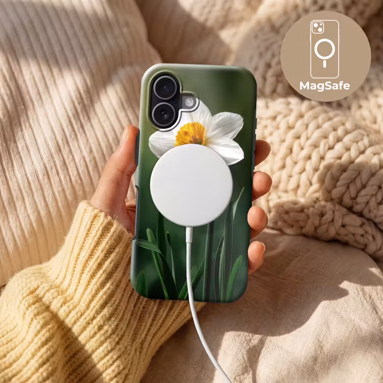 Narcis - Bloem - Wit - Grassprieten Toughcase MagSafe Apple iPhone 17 klein -USP_MagsafeV