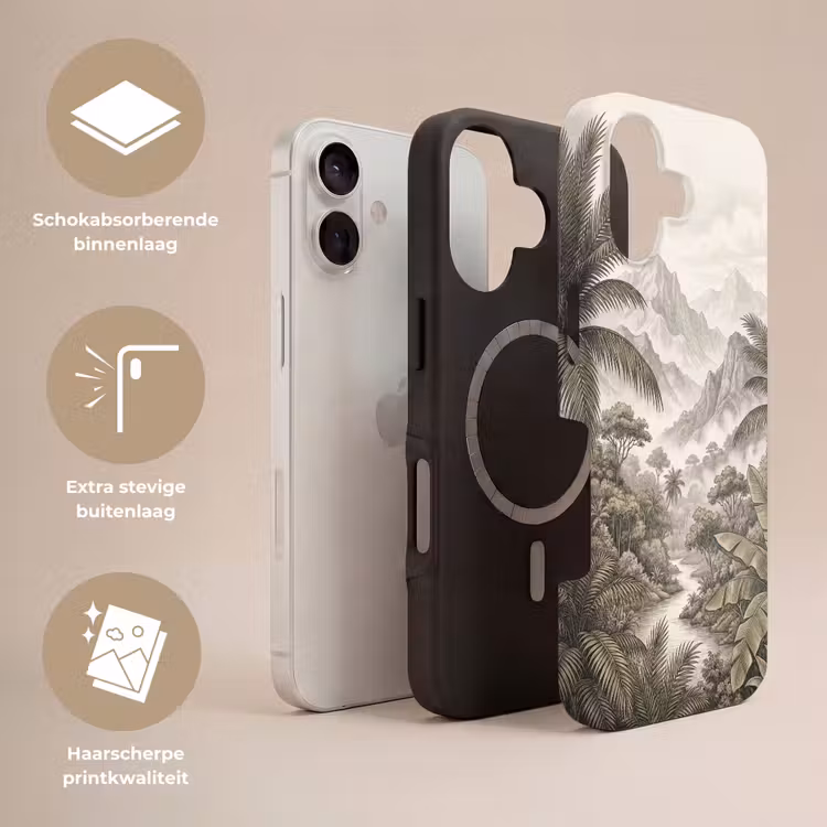 Natuur - Bergen - Rivier - Tropisch - Vintage Toughcase MagSafe Apple iPhone 17 klein -USP_Lagen_NL