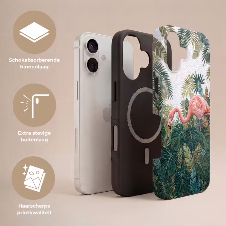 Natuur - Bladeren - Abstract - Groen - Vogel Toughcase MagSafe Apple iPhone 17 klein -USP_Lagen_NL