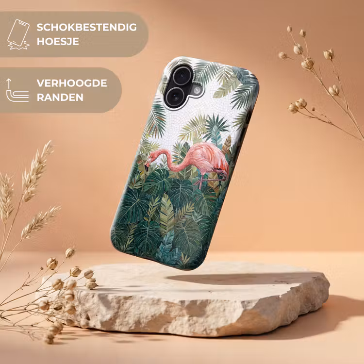 Natuur - Bladeren - Abstract - Groen - Vogel Toughcase MagSafe Apple iPhone 17 klein -USP_RandenV_NL