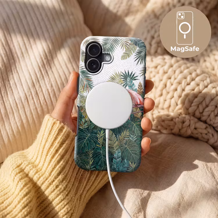 Natuur - Bladeren - Abstract - Groen - Vogel Toughcase MagSafe Apple iPhone 17 klein -USP_MagsafeV
