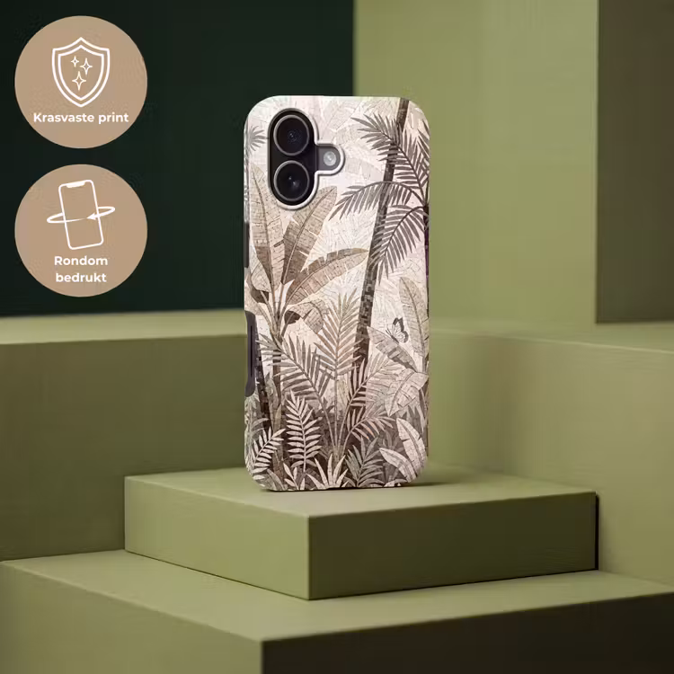 Natuur - Bladeren - Landschap - Mozaïek - Beige Toughcase MagSafe Apple iPhone 17 klein -USP_PrintM_NL