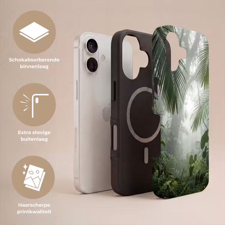 Natuur - Jungle - Mist - Tropisch - Groen Toughcase MagSafe Apple iPhone 17 klein -USP_Lagen_NL