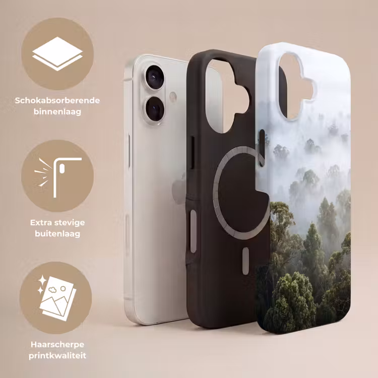 Natuur - Mist - Bos - Ochtend - Goud Toughcase MagSafe Apple iPhone 17 klein -USP_Lagen_NL